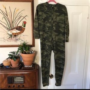 LL Bean Camo Wool Blend Union Suit